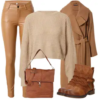 Outfit s Béžová/Hnědá Přechodový Kabát/Vlněný Kabát/Kašmírový Kabát/Vintage Kabát/Oversize Kabát/Lodenový kabát/Zimní Kabát Vlněný kabát/Midi Kabát Sisley "Trendový zimní vzhled"