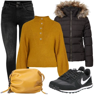 Outfit sa Crna/Tamnosmeđa/Smeđa/Siva Zimska Jakna/Snježna Jakna/Pernata Jakna/Skijaška jakna/Donja Jakna/Puferica Jakna warehouse "Udoban zimski outfit"
