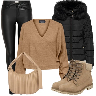 Outfit sa Kaki/Bež/Smeđa Zimska gležnjača/Zimska Čizma/Cipela za Trekking/Kožne muške cipele/Klasična čizmica/Čizma na Vezanje/Podstavljena Gležnjača/Podstavljena čizma/Borbena Čizma/Vodootporne čizme Tom Tailor "Udoban zimski outfit"