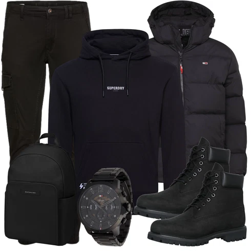 Schwarz Sweatshirt/Große Größe Sweatmode/Hoodie/Pullover Superdry kombinieren mit Schwarz Hoodie Sweatshirt/Sweatmode/Hoodie/Pullover Superdry