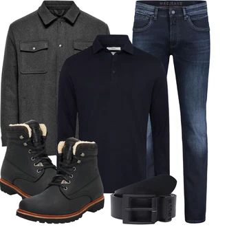 Mit Absatz Outfit mit Schwarz Wasserdichter Stiefel/Winter Stiefelette/Herren Lederschuhe/Wattierte Stiefel/Winter Stiefel/Gefütterte Stiefelette/Klassischer Stiefel/SchnürStiefelette Panama Jack "Winter Outfit"