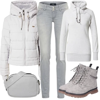 Outfity na zimu Mom s Šedá/Světle šedá Slim Fit Džíny/Zužující se Džíny/Kožená Pánská Bund/Džíny s Rozparkem/Push up Džín/Kožené Boty/Džín s Nízkým Pasem/Džíny s Nízkým Sedem/Džíny Regular Fit/Kožená bunda/Kotníková Bota LTB "Winter Outfit"Look: Ležérní, Cool, Francouzské, Mom, Krásný, Chytrý příležitostný, S průsvitem, Univerzitní