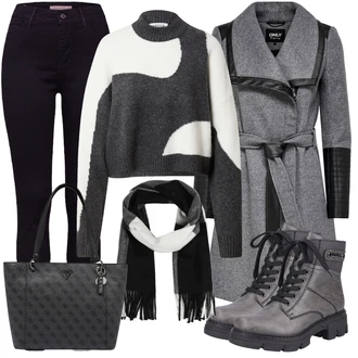 Podzim Outfit s Vínová/Bílá/Fialová/Tmavě modrá Kalhoty Džínové Legíny/Jeggings/Pletený Legín/Tregíny/Manšestrový legíny/Skinny Kalhoty levi's ® "Zimní Outfit"