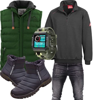 mit Reißverschluss Outfit mit Schwarz/Dunkelblau/Blau Wasserfester Schuh/Winter Sneaker/Winter Stiefelette/Wattierte Stiefel/Herren Lederschuhe GILKUO "Winter Outfit"