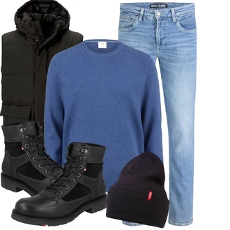 Outfit mit Schwarz/Dunkelblau Mütze/Winter Mütze levi's ® "Winter Outfit"