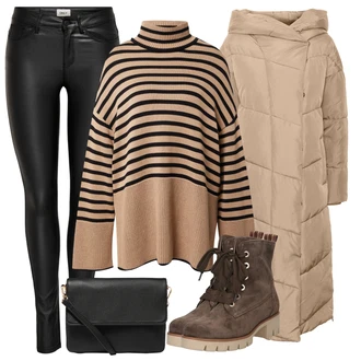 Outfit s Červená Kozačka Šněrovací Kotníková Bota Gabor "Zimní Outfit"