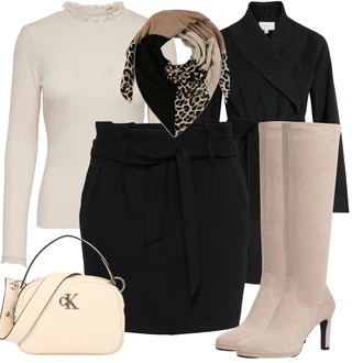 Outfit s Černá Kabát/Umělá Kůže Kabát Vila "Zimní Outfit"
