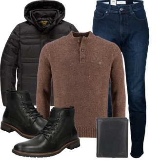 Winter Outfit mit Schwarz Schnürstiefelette/Springerstiefel/Klassischer Stiefel Bullboxer "Winter Outfit"
