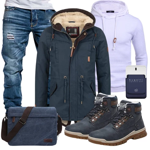 Hellblau/Dunkelblau Winterjacke/Trachtenstrickjacke/Parka-übergangsjacke/Winter Parka Alessandro Salvarini kombinieren mit Hellblau/Dunkelblau Winterjacke/Trachtenstrickjacke/Parka-übergangsjacke/Winter Parka Alessandro Salvarini