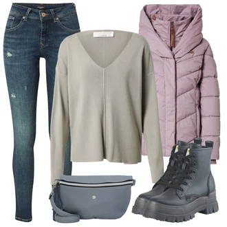 Lehké Outfit s Černá/Tmavě modrá/Modrá Šněrovací Kotníková Bota/Kožená bunda/Bojová Bota/Plochá Kotníková Bota/Šněrovací Kozačka na Platformě/Gumová Kotníková Bota Buffalo "Zimní Outfit"