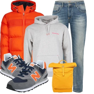 Herbst Outfit mit Blau/Dunkelblau/Hellblau/Grau/Hellgrau Walkingschuh/Sneaker Low/Vintage Sneaker/Sicherheitsschuh/Winter Sneaker/Schmaler Sneaker/Schuh Mit Rolle New Balance "Winter Outfit"