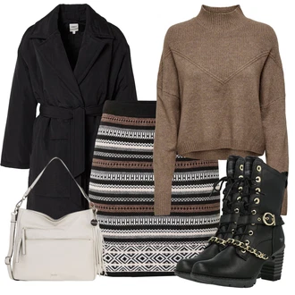 Outfit s Černá Přechodový Kabát/Kašmírový Kabát/Dlouhý kabát/Dlouhý Kabát/Dlouhý Zimní Kabát/Midi Kabát/Oversize Kabát/Letní Kabát/Trenčkot/Trenčkot/Zimní Kabát Only "Zimní Outfit"