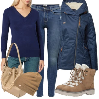 Outfit s Hnědá Čepice "Zimní Outfit"