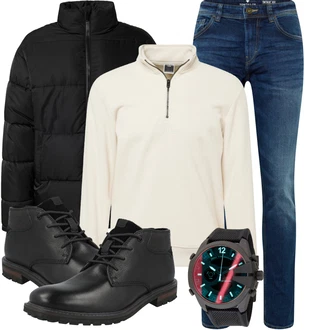 90er Outfit mit Blau/Dunkelblau/Hellblau Hose Große Größe/Winterjacke/Straight Leg Jean/Sportschuhe/Regular-Fit Jeans/Thermojeans/Cropped Jeans/Girlfriend Jeans/Herren Lederjacke/Formelles Hemd/Damen 7/8-Länge Jeans/Dad Jeans/Slim Fit Jeans/Vintage Jeans/Schlupfjeans Tom Tailor "Winter Outfit"Look: Uni, Classic, Retro, Premium, 90er, Schlichte, Vintage, Coole