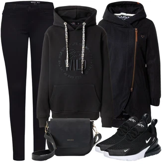 Ležérní Pracovní pohovor Outfit s Černá/Tmavě šedá/Tmavě modrá Kožená bunda/Kožené Boty/Slim Fit Džíny/Zimní bunda/Pánské tričko/Sweat Džíny/Motorkářské Džíny/Push up Džín/Termální Džíny Noisy may "Zimní Outfit"Look: Styl, Ležérní, Francouzské, Bezešvé, Sportovní, Univerzitní, Pracovní oděvy