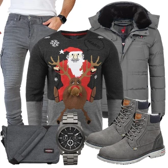 Winter Outfits Festlich mit Schwarz/Gelb/Dunkelgrau/Braun Blend "Winter Outfit"Look: Coole, Trendige, Classic, Festlich
