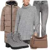 Prošívané dlouhé zimní kabáty outfity image