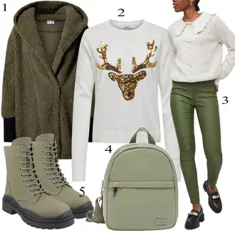 Outfit sa Zeleno Traperica Niskog Struka/Traperica Niskog Struka/Traper Jakna/Remen/Traperice Ravne Nogavice Vila "Tvoj otmjeni outfit"