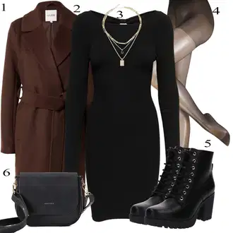 Outfit sa Crna Haljina S Visokim Ovratnikom/Zimska Haljina Zimska Pletena Haljina/Haljina dugih rukava/Duga pletena haljina/haljina uz Tijelo/Džemper Haljina Only "Tvoj otmjeni outfit"