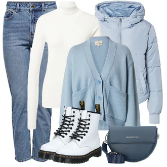 Outfity na zimu Midi s Červená/Krémová/Bílá Šněrovací Kotníková Bota/Klasická kozačka/Bojová Bota Dr. Martens "Zimní Outfit"