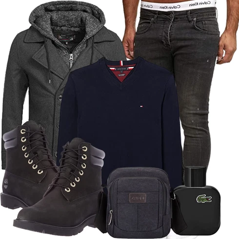 Blau Wintermantel/Winter Parka Indicode Jeans kombinieren