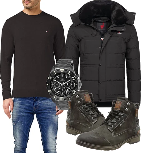 Blau Hose/Winter Parka Höhenhorn kombinieren