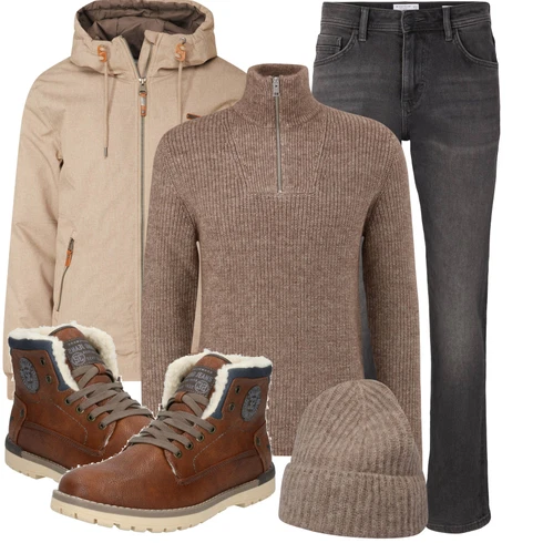 Braun/Beige Winterschuh/Gefütterte Stiefelette/Wattierte Stiefel/Winter Sneaker/Winter Stiefelette/Winter Stiefel/Klassischer Stiefel/Schnürstiefelette/Wasserdichter Stiefel Mustang kombinieren