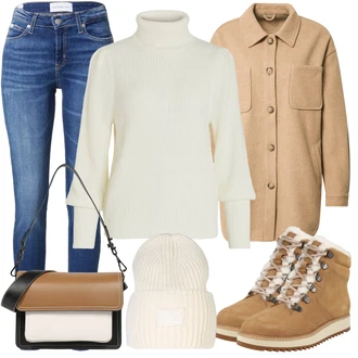 Dlouhé / Maxi Outfit s Dlouhé Šaty/Taška/Dlouhá tylová sukně/Dlouhý Zimní Kabát/Doplňek hvisk "Zimní styl"