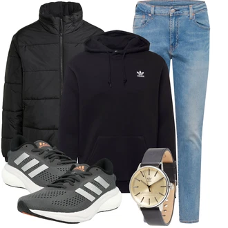 Outfit mit Hellblau/Blau Girlfriend Jeans/Tapered-Jeans/Boyfriend Jean/Cropped Jeans/Dad Jeans/Knöchelstiefel/Slim Fit Jeans/Mom Jean/Damen 7/8-Länge Jeans/Regular-Fit Jeans/Vintage Jeans/Straight Leg Jean levi's ® "Winterlicher Look"