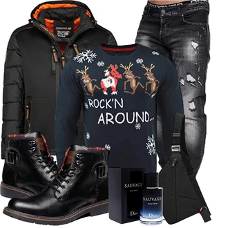 Winter Outfits Groß mit Schwarz/Dunkelblau/Rot/Blau/Grau Blend "Winterliches Freizeit Outfit"