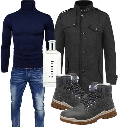 Fell Dunkelblau/Grau/Dunkelgrau/Hellgrau/Blau Winter Stiefelette/Winter Sneaker/Wattierte Stiefel/Wasserdichter Outdoorschuh/Klassischer Stiefel/Sicherheitsschuh/Wasserfester Schuh/Herren Lederschuhe/Wasserdichter Stiefel/TrekkingStiefel ARRIGO BELLO kombinieren