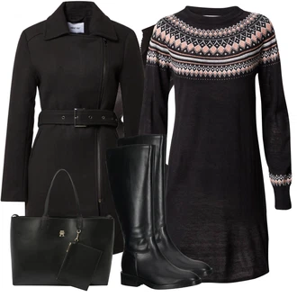 Outfit s Černá Punčocháče Swedish Stockings "Zimní Ležérní Outfit"