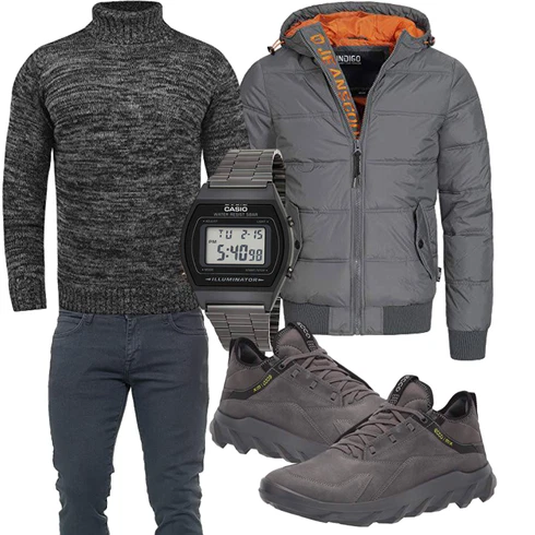 Grau Overall/Winter Parka/Regenjacke Indicode Jeans kombinieren