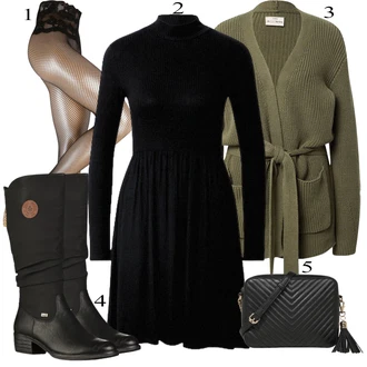 Outfity na zimu Ke kolenům Viskóza s Černá Zimní šaty s dlouhým rukávem/Skater šaty/Šaty S Vysokým Výstřihem/Šaty S Rolákem About You "Zimní look"