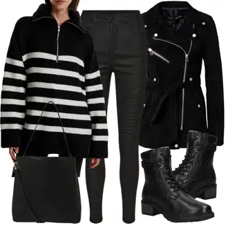 Motorka Zima Outfit s Černá Sametová Bunda/Motorkářské Bund/Manšestrová Bunda/Motorkářská Bunda/Vojenské Bund/Vlněná Bund/Jezdecká Bunda/Bunda s Bočním Zipem Freaky Nation "Zimní look"Look: Jízda na koni, Motorka