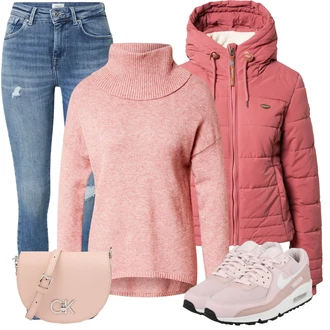Air Max 90 Outfit s Růžová Běžecká bota/Běžecká bota/Gymnastická bota/Bota na fitness Nike Sportswear "Zimní look"