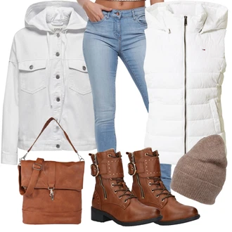 Outfit s Hnědá Čepice Object "Zimní look"