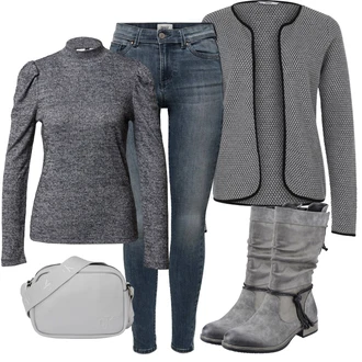 Outfity na zimu s Šedá/Tmavě šedá/Mátově zelená/Světle šedá Móda Pro Plnoštíhlou Pletenina veľkej veľkosti Only "Zimní look"