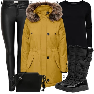 Outfit s Žlutá Bunda Zimní Bund Only "Zimní Outfit"