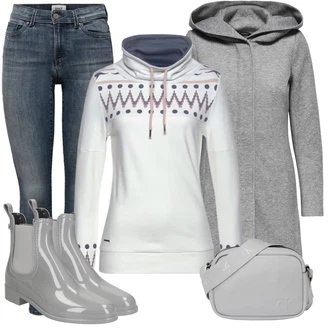 Norský vzor Outfit s Šedá Mikina/Móda Pro Plnoštíhlou Kangaroos "Zimní nálada"