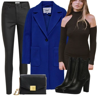 Outfit s Černá/Hnědá Svetr s Výstřihem/Svetr bez Ramínek/Rolák about you x sofia tsakiridou "Zimní outfit pro volný čas"