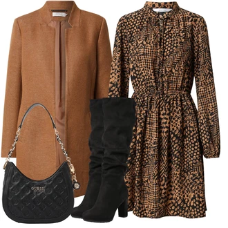 Outfity na zimu s Červená Šaty Móda Pro Plnoštíhlou/Košilové šaty/Šaty s dlouhým rukávem/Šaty s výstřihem About You "Zimní outfit pro volný čas"
