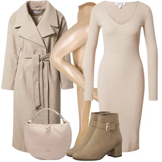 Outfity na zimu Ke kolenům Viskóza s Hnědá/Béžová/Růžová/Khaki Edited "Zimní outfit pro volný čas"