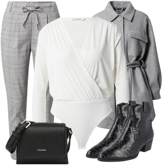 Outfit s Šedá 7/8 Kalhoty/Plisovaná Kalhoty Only "Zimní outfit pro volný čas"