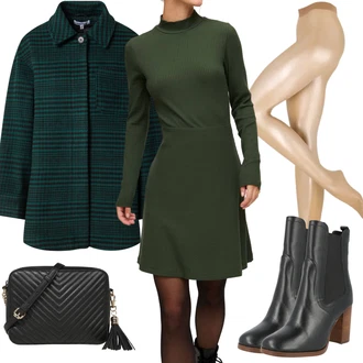 Polo-límec Outfit s Tmavě zelená/Zelená/Tyrkysový Nezařazené Edited "Zimní outfit pro volný čas"