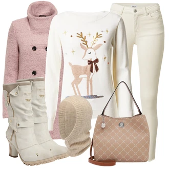 Outfity na Vánoce Krásný s Bílá/Béžová/Khaki Kožená bunda/Kožené Boty/Slim Fit Džíny/Džíny s Nízkým Sedem/Push up Džín/Džín s Nízkým Pasem/Termální Džíny/Džíny s Rozparkem/Motorkářské Džíny Only "Zimní outfity"Look: Styl, Cool, Disko, Krásný, Old Money, Bezešvé, Univerzitní
