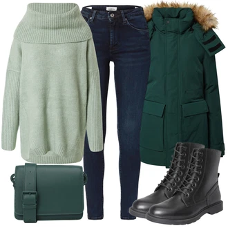 Outfit s Bunda z Umělé Kožešiny Superdry "Zimní outfity"