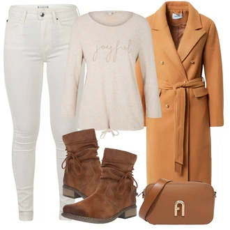 Outfit s Hnědá/Béžová Kozačka Kotníková Bota s Podšívkou/Vintage Kotníková Bota/Letní kotníková Kozačka/Plochá Kotníková Bota/Bota se širokým nohavici/Šněrovací Kotníková Bota/Kožená kotníková bota/Zimní kotníková bota Rieker "Zimní outfity"