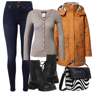 Outfity na zimu Zvířecí potisk s Černá Taška/Doplňek Desigual "Zimní outfity"