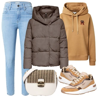 Outfit s Hnědá Teniska/Zimní bota Pepe Jeans "Zimní outfity"